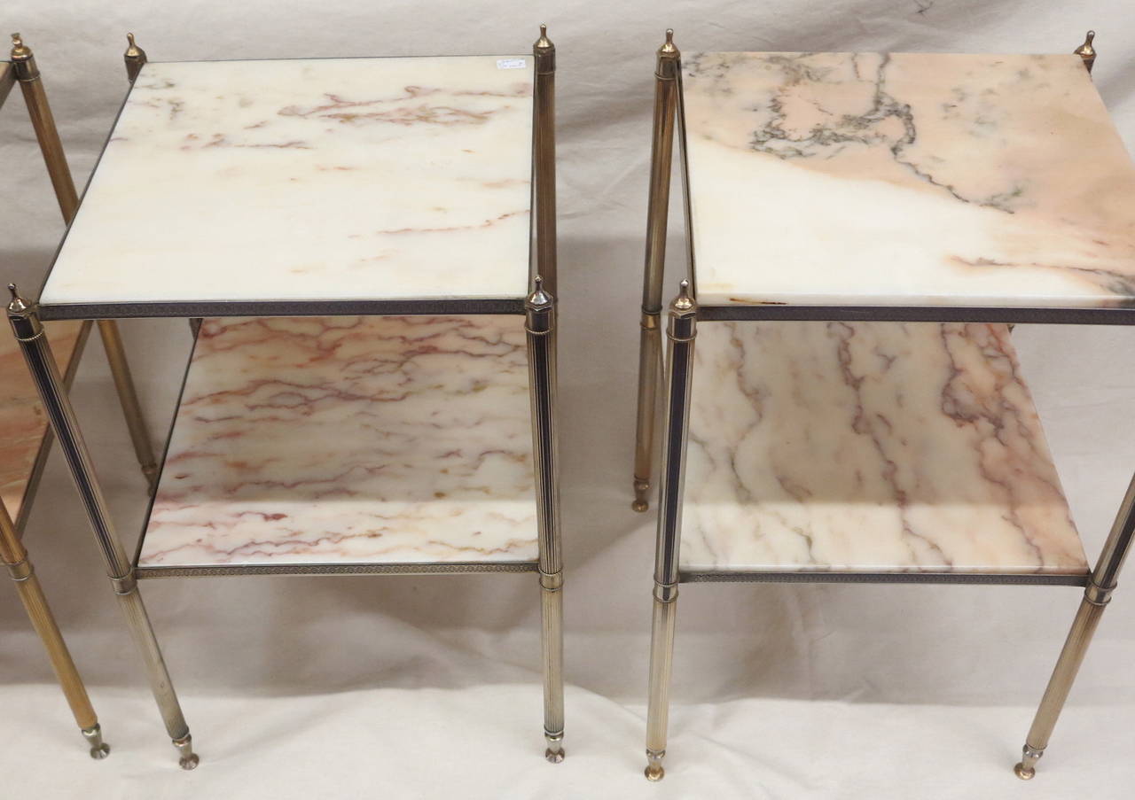 Pair of Maison Baguès End Tables with Marble Tops 1
