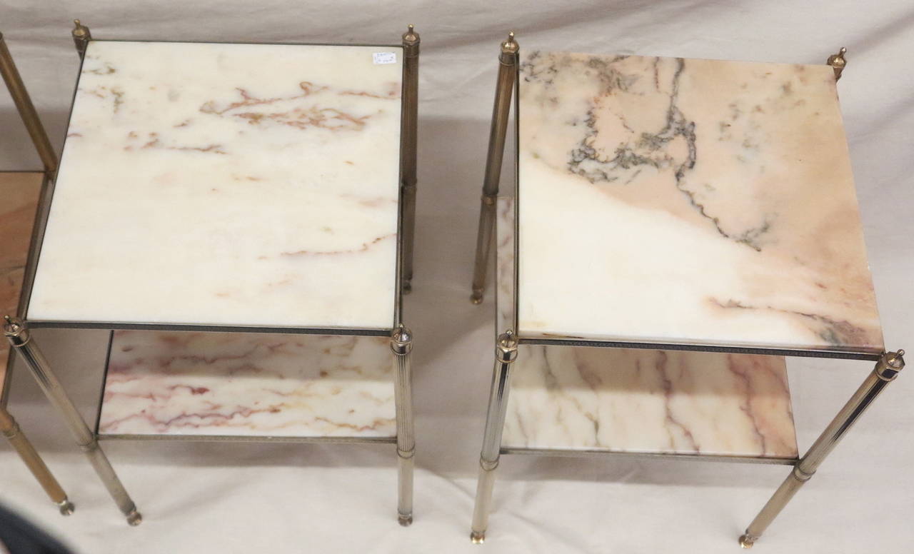 Pair of Maison Baguès End Tables with Marble Tops 2