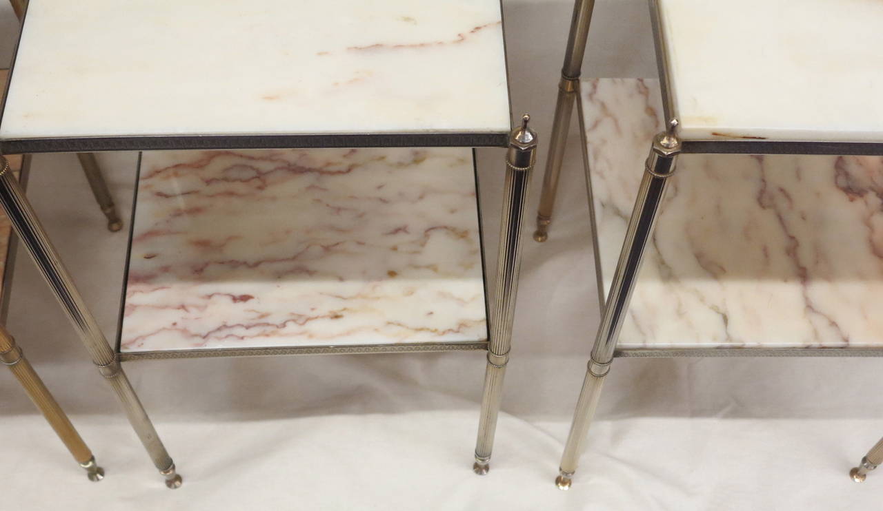 Pair of Maison Baguès End Tables with Marble Tops 3
