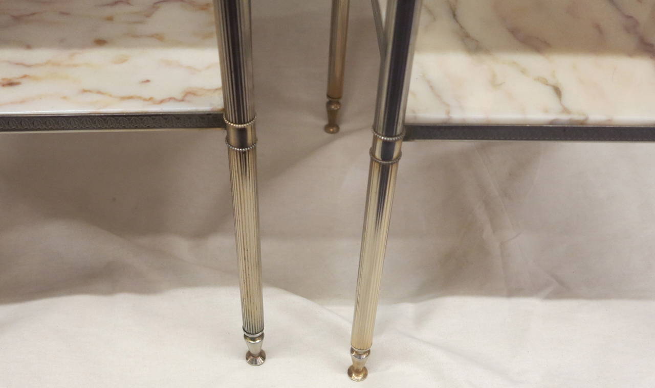 Pair of Maison Baguès End Tables with Marble Tops 4