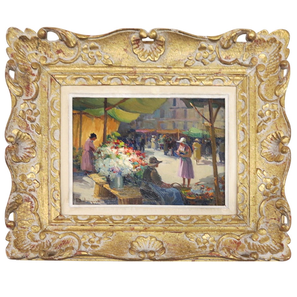 "Marché aux Fleurs" Signed Balmigère For Sale