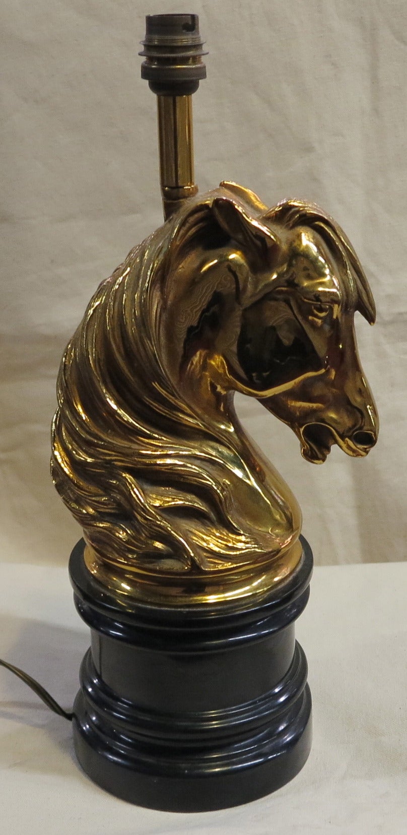 Lamp with Head in Golden Bronze Horse