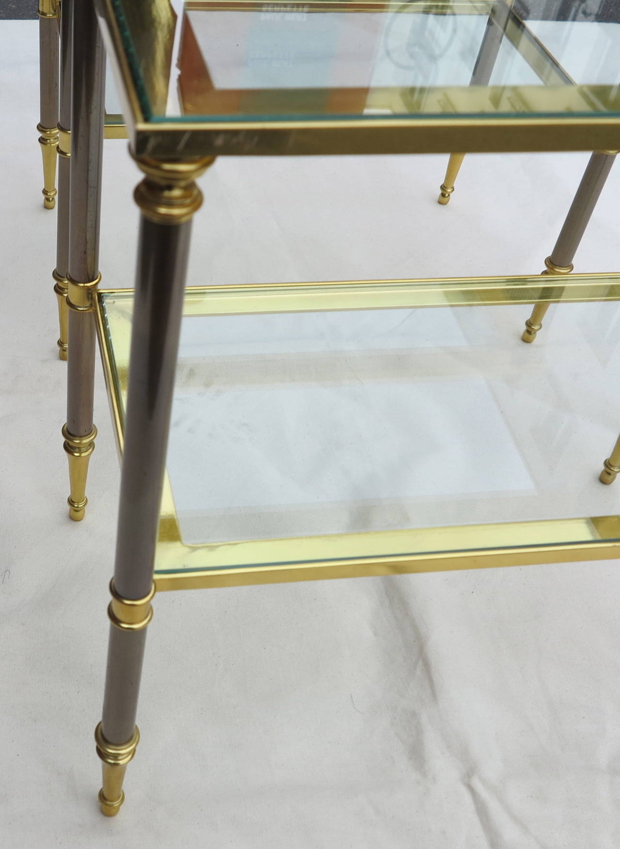 Brass Pair of Bronze Sofa Tables, Maison Jansen or Similar
