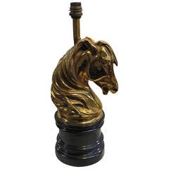Lamp with Head in Golden Bronze Horse