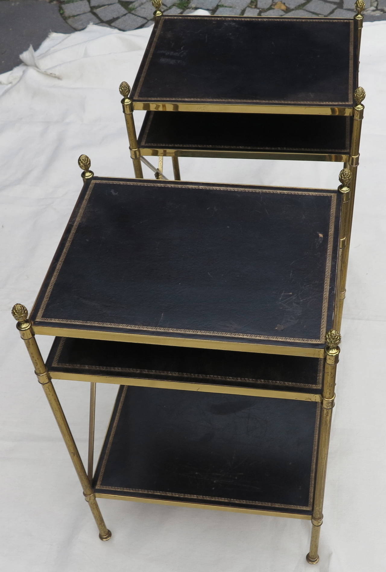 Gilt Pair of Ends of Sofas or Shelves has Three Levels Maison Bagués
