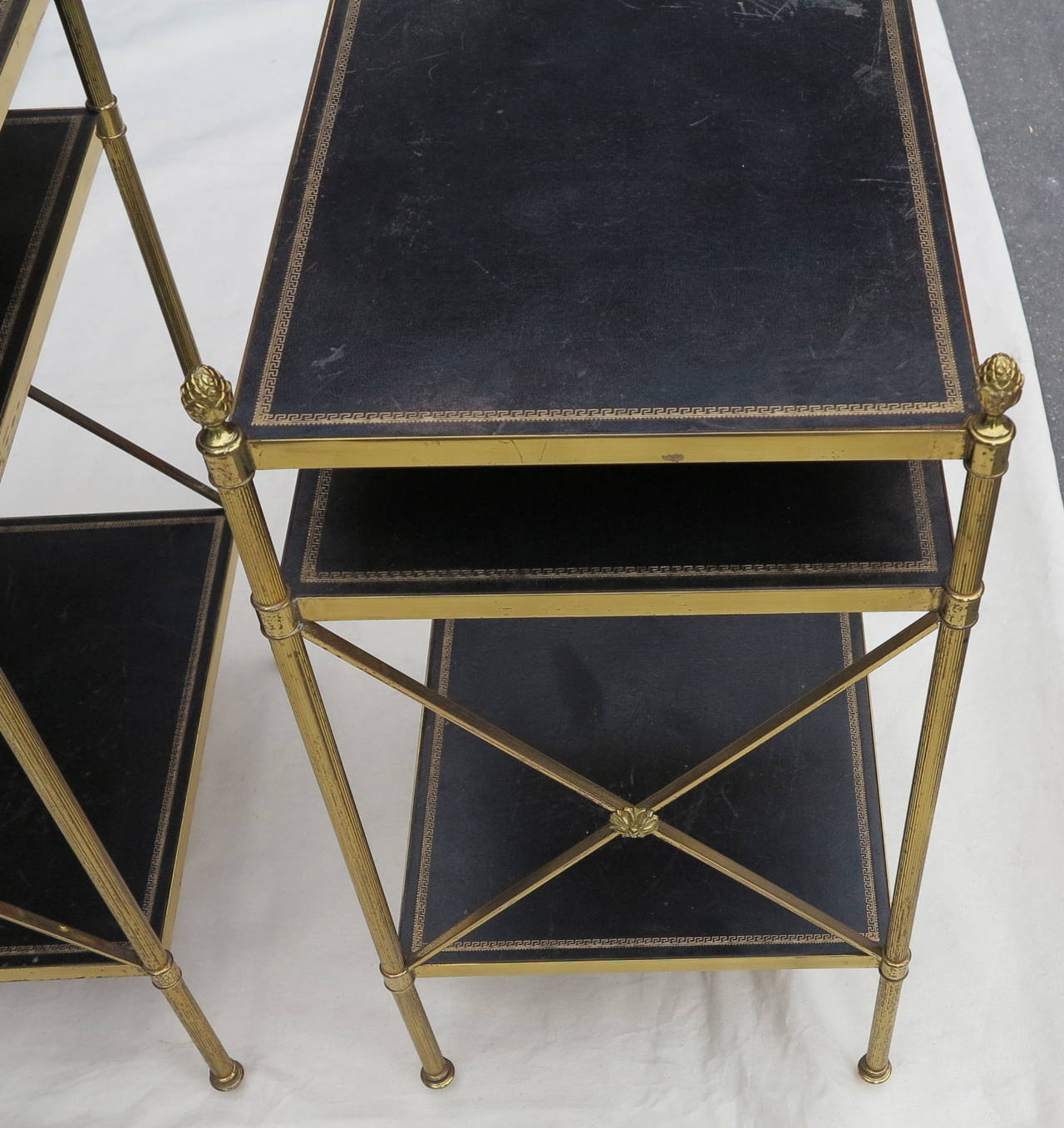 Brass Pair of Ends of Sofas or Shelves has Three Levels Maison Bagués