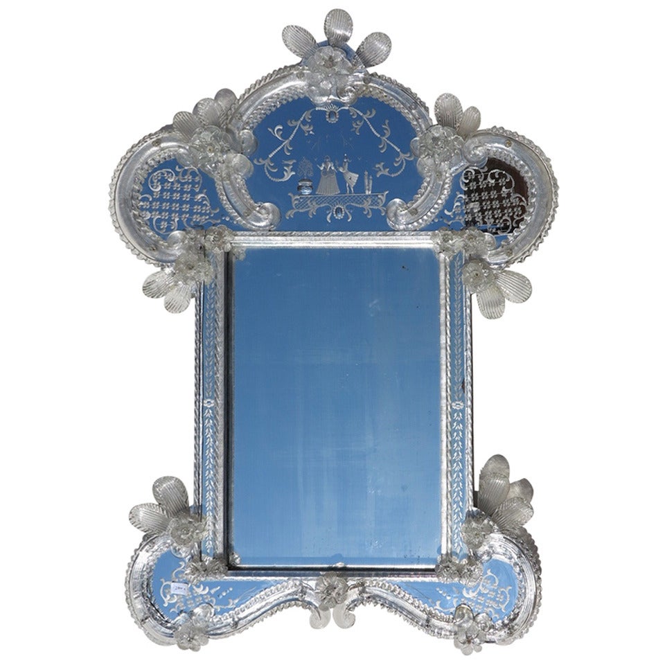 1950' Romantischer venezianischer Spiegel im Angebot