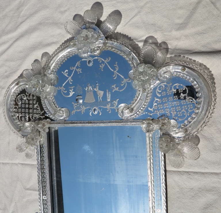 1950' Romantischer venezianischer Spiegel (Italienisch) im Angebot