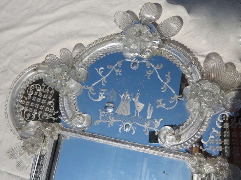 1950' Romantic Venitian Mirror In Good Condition For Sale In Paris, FR