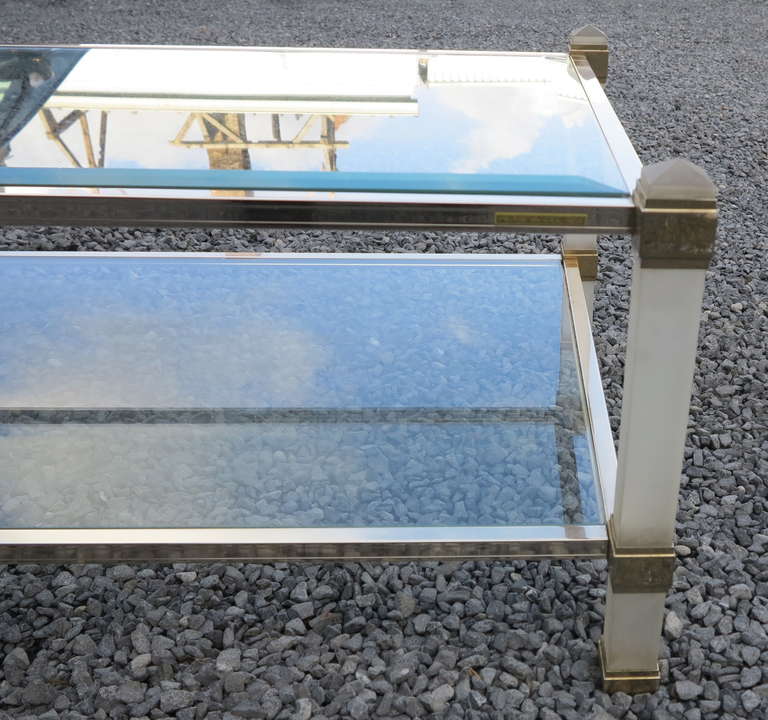 Art Deco 1970 ' Frosted Crystal Pierre Vandel Coffee Table For Sale