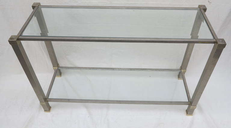 Silver and Gold Pierre Vandel Console In Fair Condition For Sale In Paris, FR