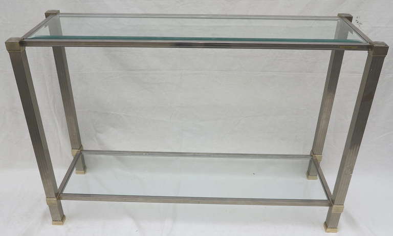 Aluminum Silver and Gold Pierre Vandel Console For Sale