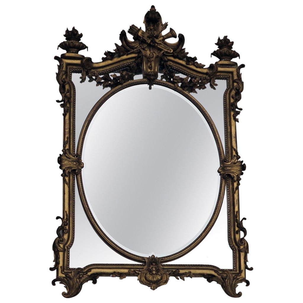 1880 Mirror Parecloses Gilded with Fire Urns For Sale