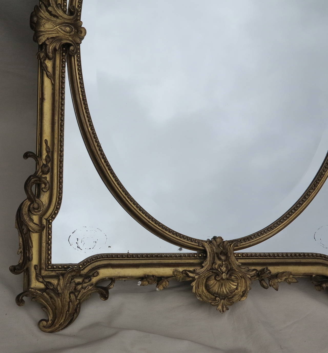 Napoleon III 1880 Mirror Parecloses Gilded with Fire Urns For Sale