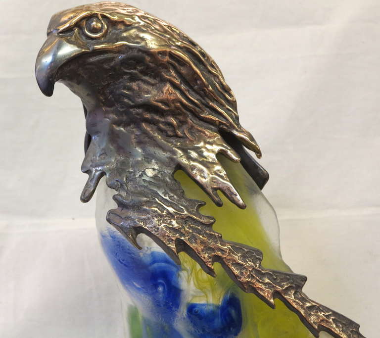 Bronze And Glass Eagle Lamp Signed Lohe at 1stdibs