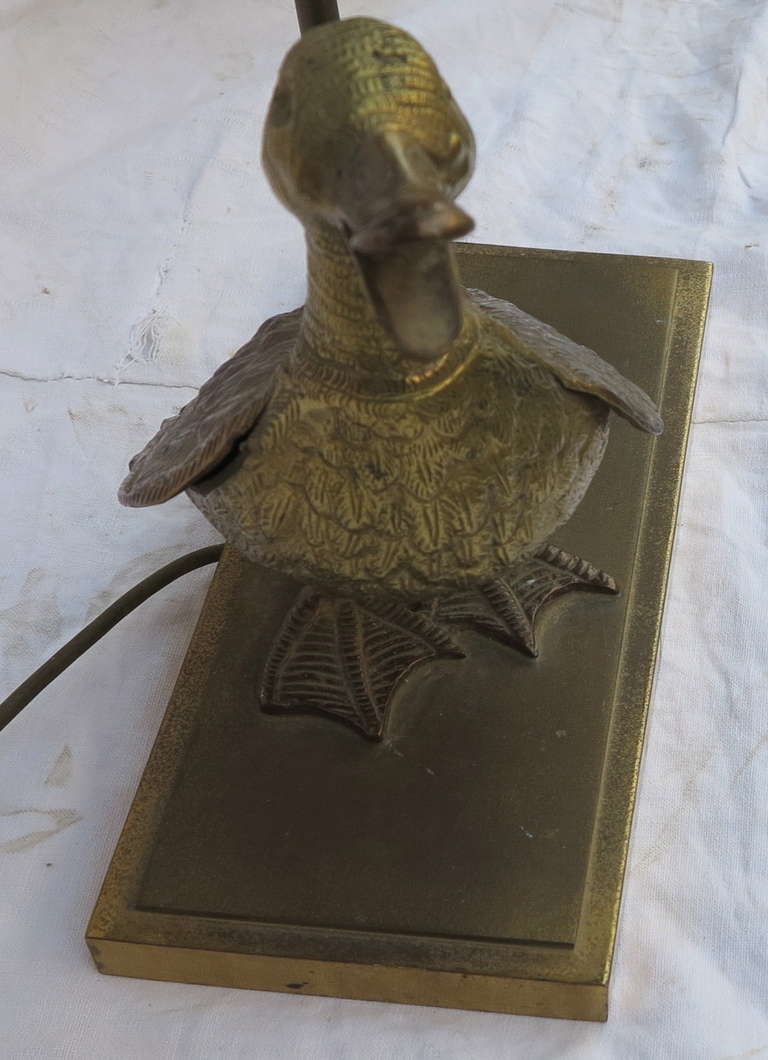 French Duck Bronze Lamp