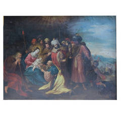 17th Century Nativity Oil on Copper Attributed Frans Francken Le Jeune Painting