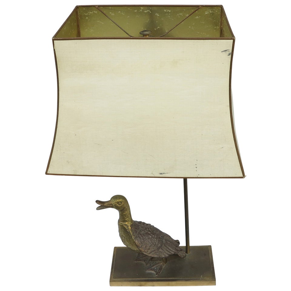 Lampe aus Bronze mit Entenstamm