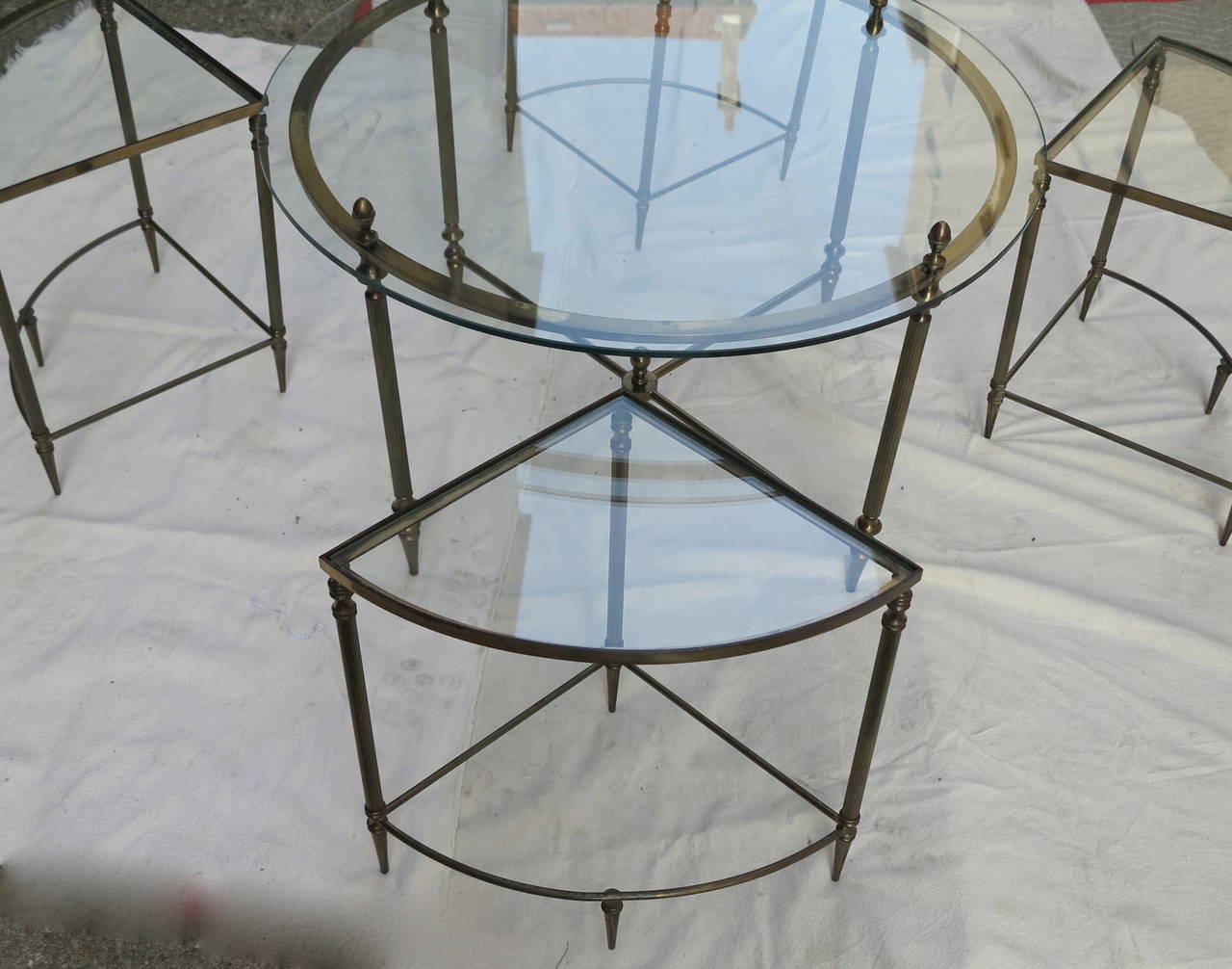 Gilt 1950-1970 Coffee Table by Maison Bagues in Bronze and Her Four Tables