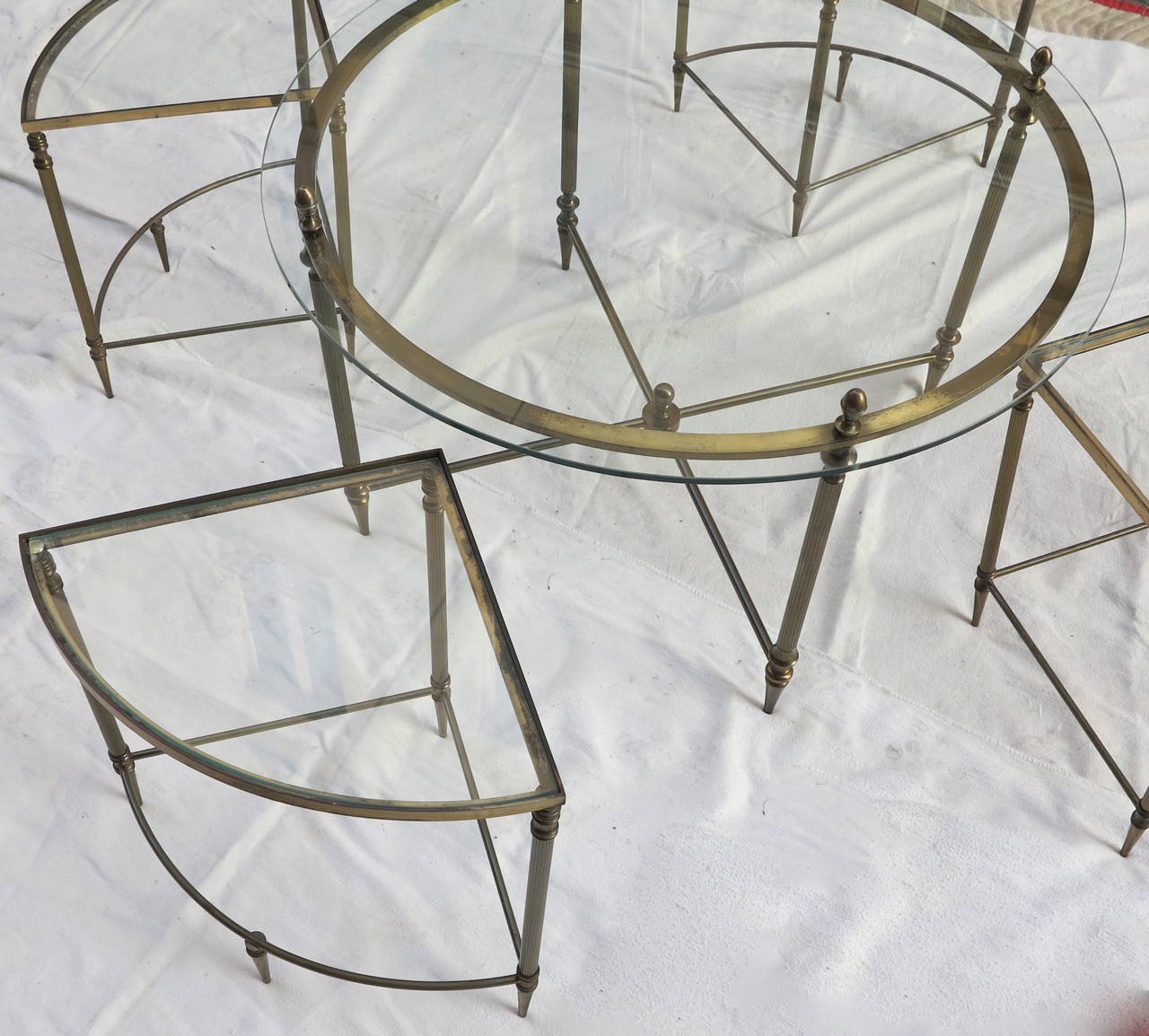 1950-1970 Coffee Table by Maison Bagues in Bronze and Her Four Tables In Good Condition In Paris, FR