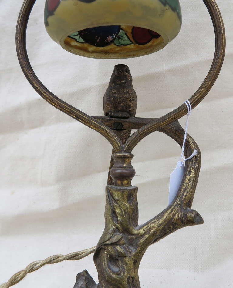 French 1920 Table Lamp with Bird