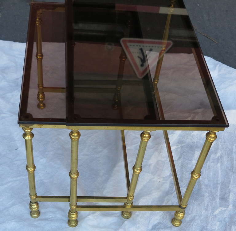 Late 20th Century Two Golden Metal Nesting Tables
