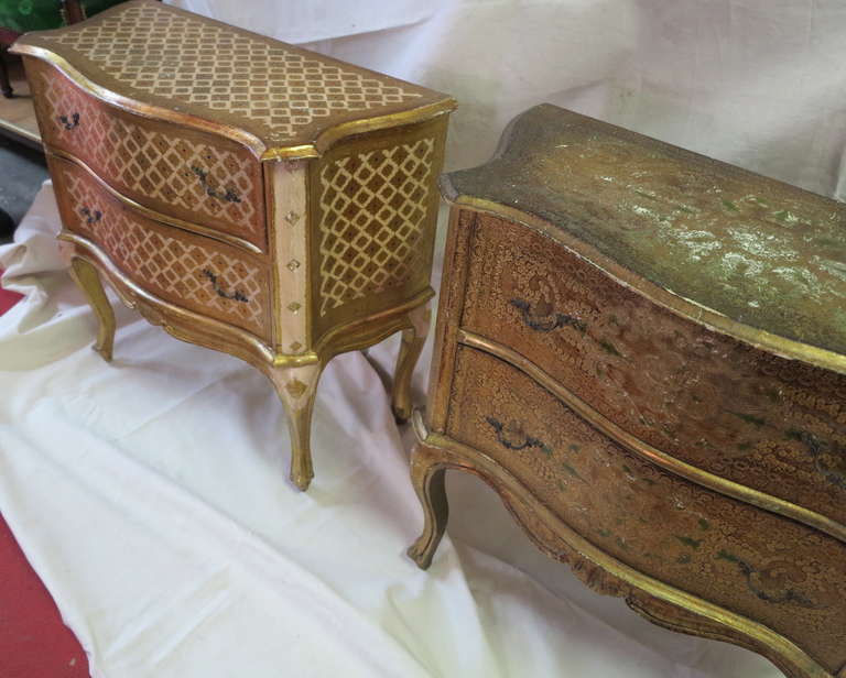 Late 20th Century Two Italian Gilt Wood Commodes