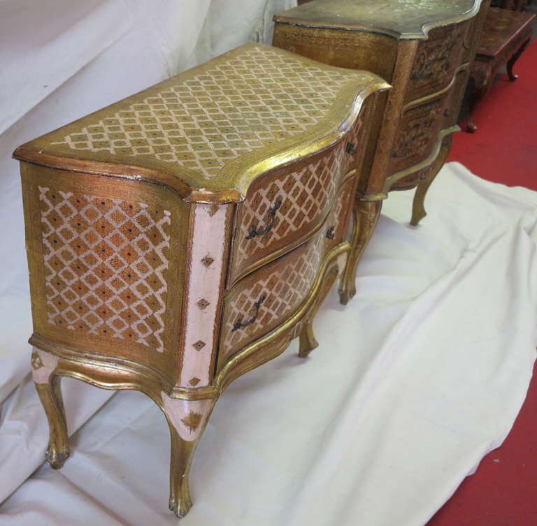 Two Italian Gilt Wood Commodes 1