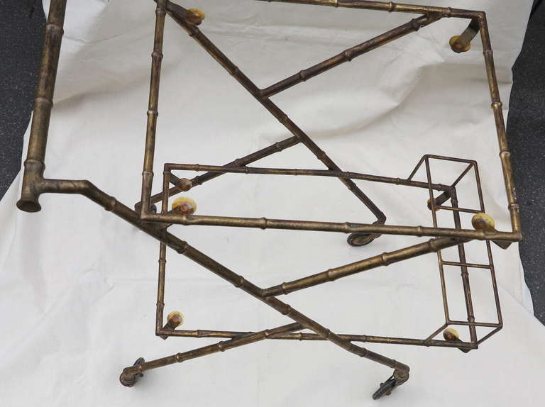 French Gilt Iron Rolling Bar by Maison Bagués Decoration Bamboo