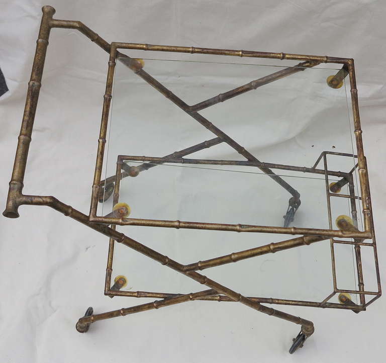 Bronze Gilt Iron Rolling Bar by Maison Bagués Decoration Bamboo