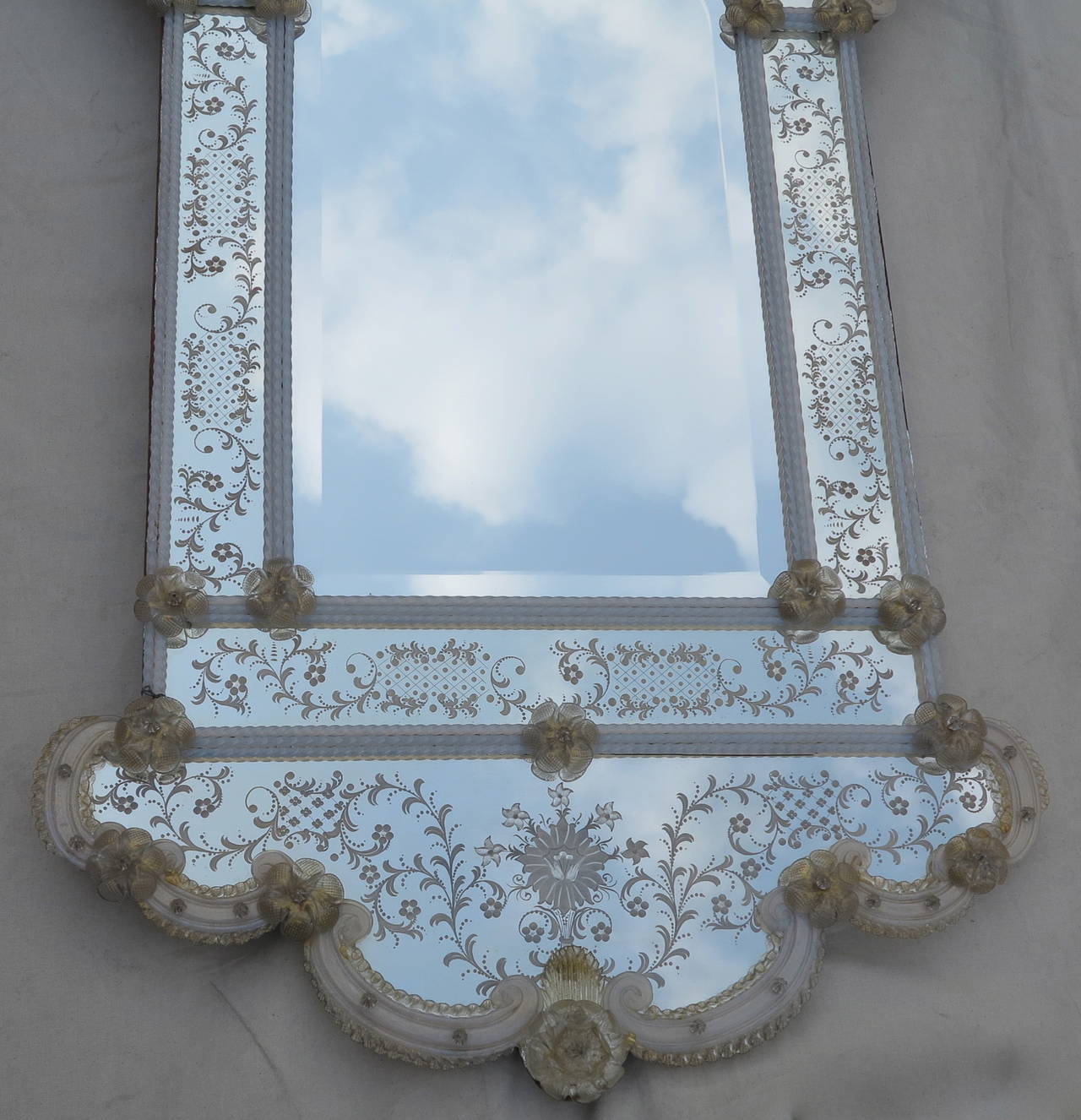 Italian 1950 Romantic Mirror Murano, Invitation