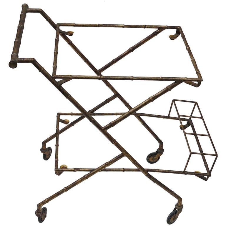 Gilt Iron Rolling Bar by Maison Bagués Decoration Bamboo