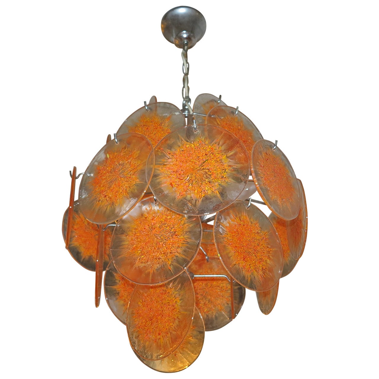 1970 Venini Bowl Chandelier in the Style of Vistosi 27 Disks For Sale
