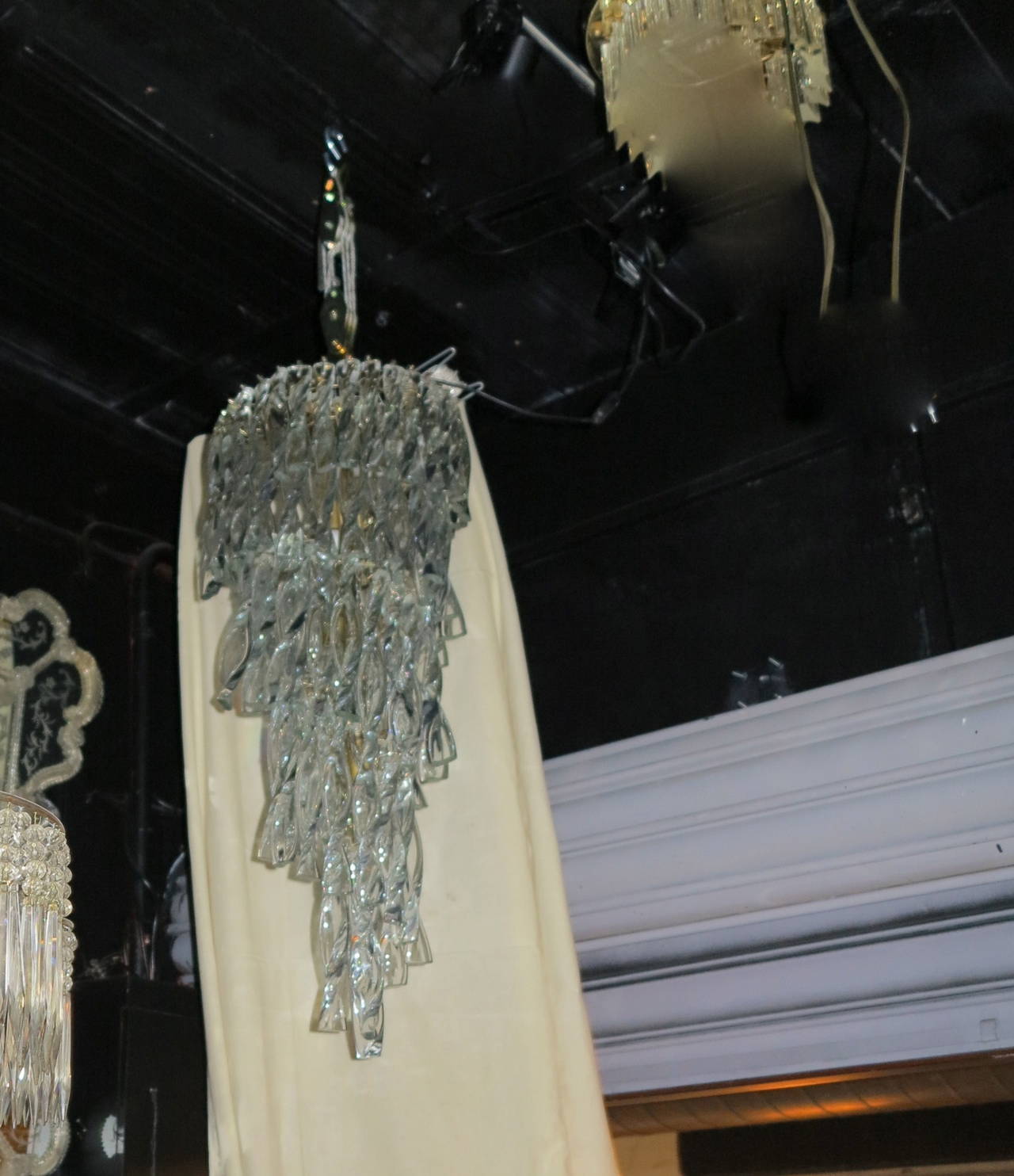 1970 Chandelier in the Style of Venini 86 Crystal Twisted For Sale 4