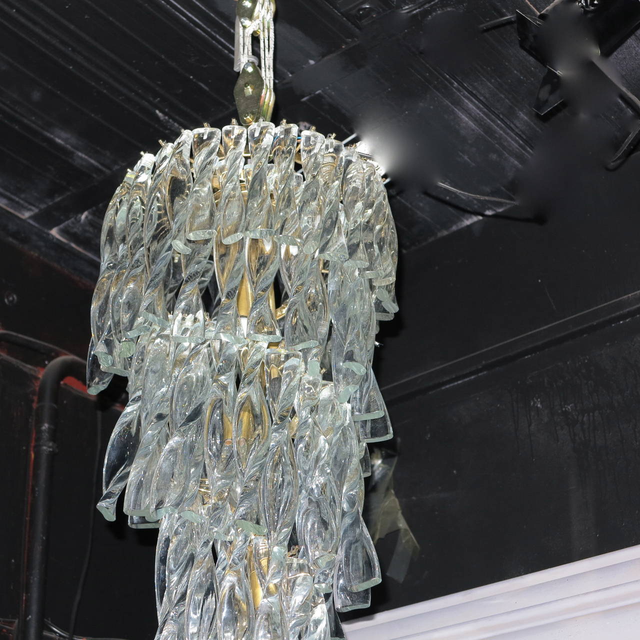 1970 Chandelier in the Style of Venini 86 Crystal Twisted For Sale 1