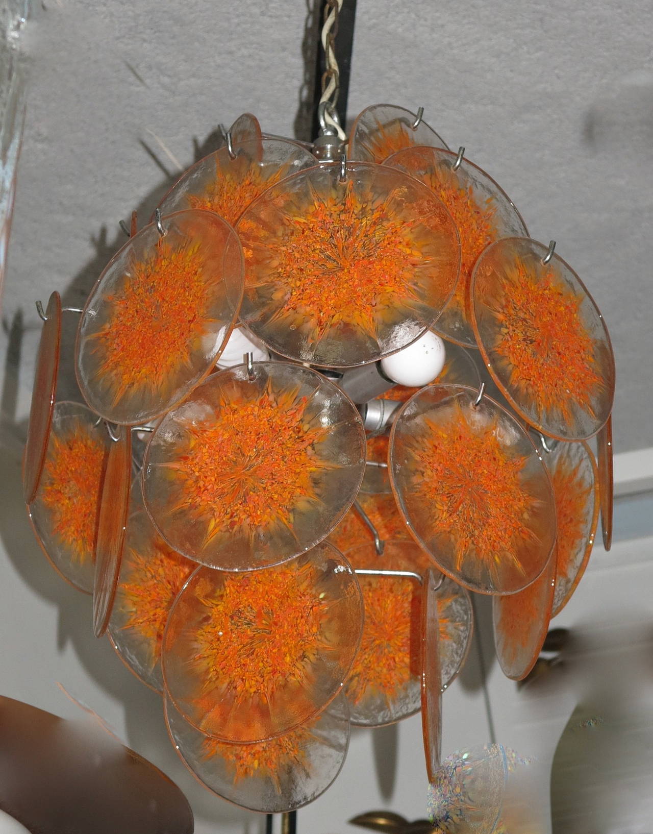 1970 Venini Bowl Chandelier in the Style of Vistosi 27 Disks For Sale 1