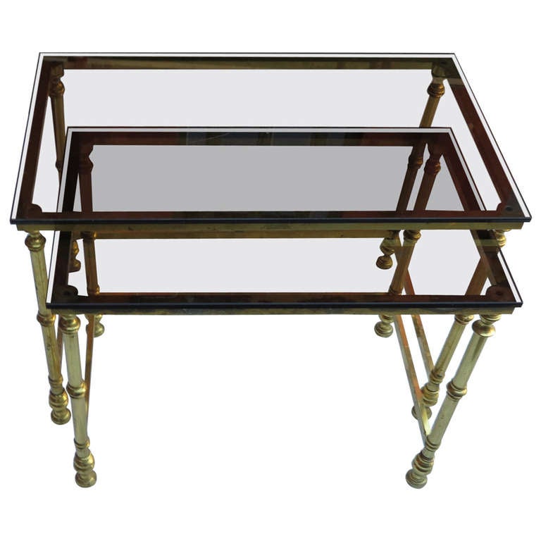 Two Golden Metal Nesting Tables