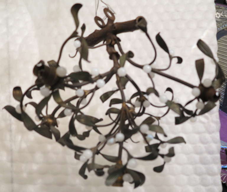 19th Century Bronze Mistletoe Chandelier