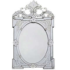 Venitian Rectangular Mirror Decorated with Flowers