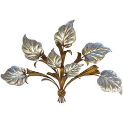 1970' Wall Lamp Seven Lights with Leaves