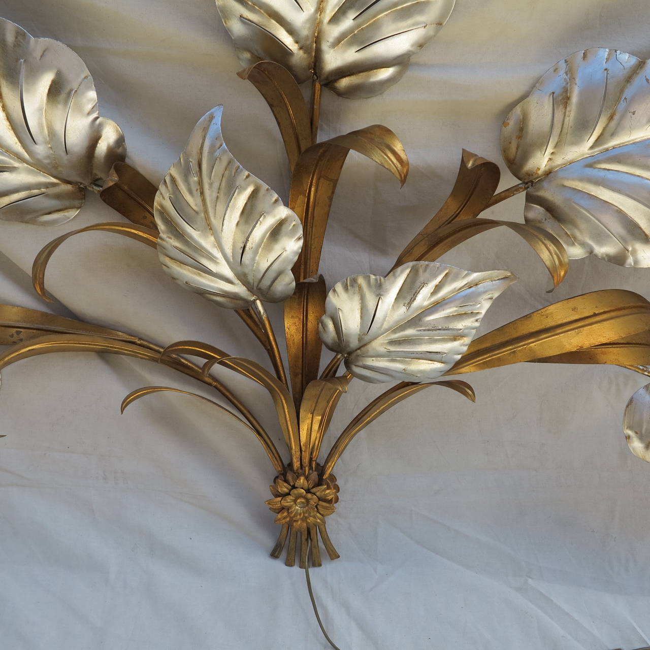 Late 20th Century 1970' Wall Lamp Seven Lights with Leaves