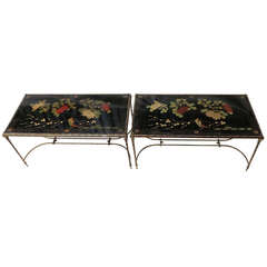 Pair of Maison Baguèse Coffee Tables Chinese Lacquer Model Bamboo