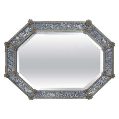 Octagonal Mirror Veronése with Parecloses in Old-Looking Mirror and Oxidized