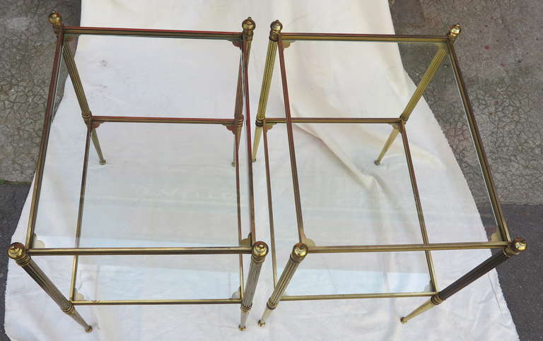 French Pair of Ends of Silvery Bronze Sofas with Decoration of Ponpons