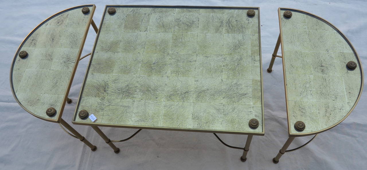 1950-1970 Tripartite Table Top Gilt with Sheet in the Style of Maison Bagués In Good Condition In Paris, FR