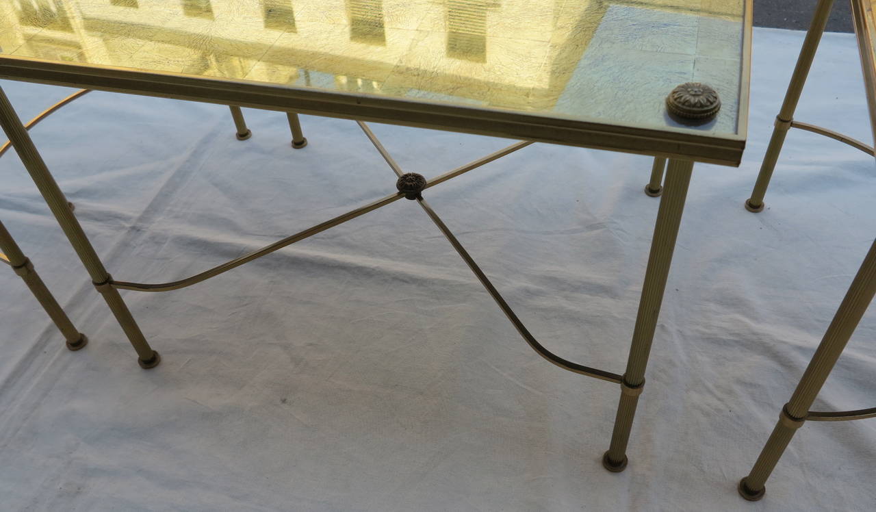 French 1950-1970 Tripartite Table Top Gilt with Sheet in the Style of Maison Bagués