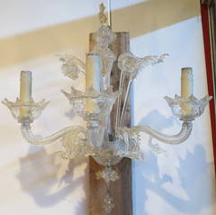50' Chandelier with 6 lights arms with sconces pair Murano crystal and gold