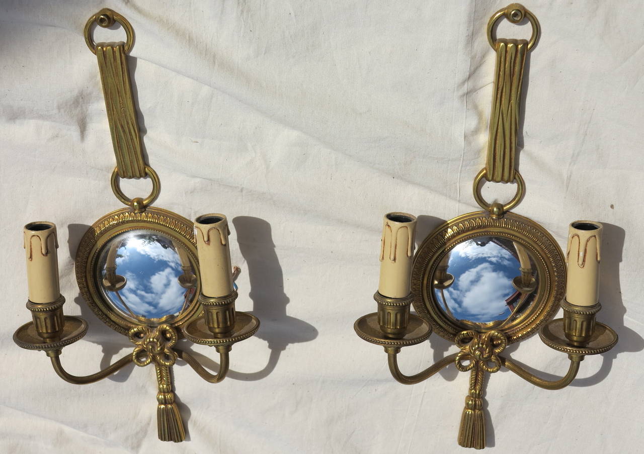 French 1950-1970 Pair of Sconces in Bronze Petitot Signed