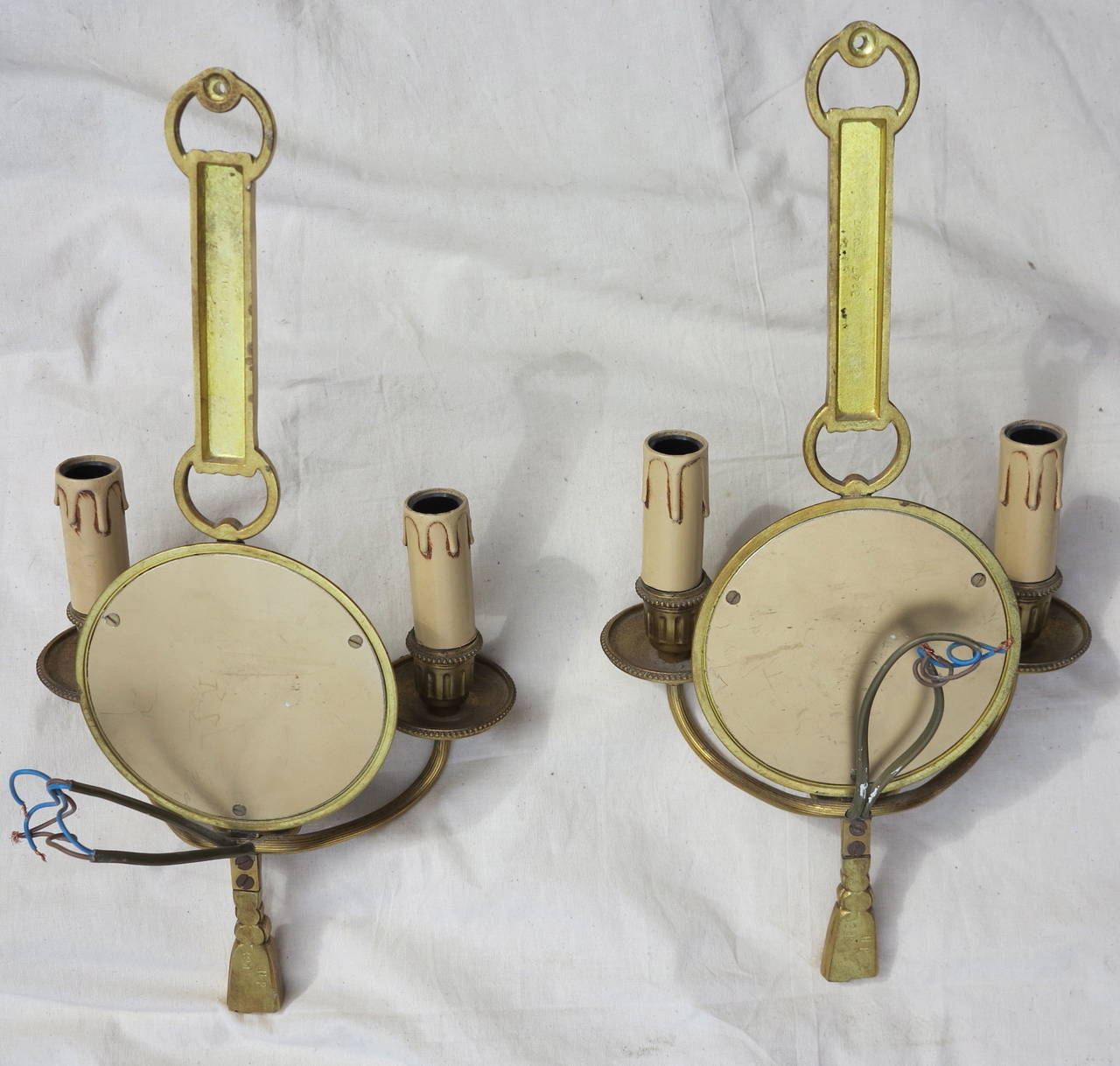 1950-1970 Pair of Sconces in Bronze Petitot Signed In Good Condition In Paris, FR