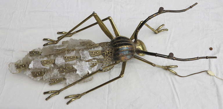 Cicada Bronze Table with Gypsum Rock by Jacques Duval-Brasseur